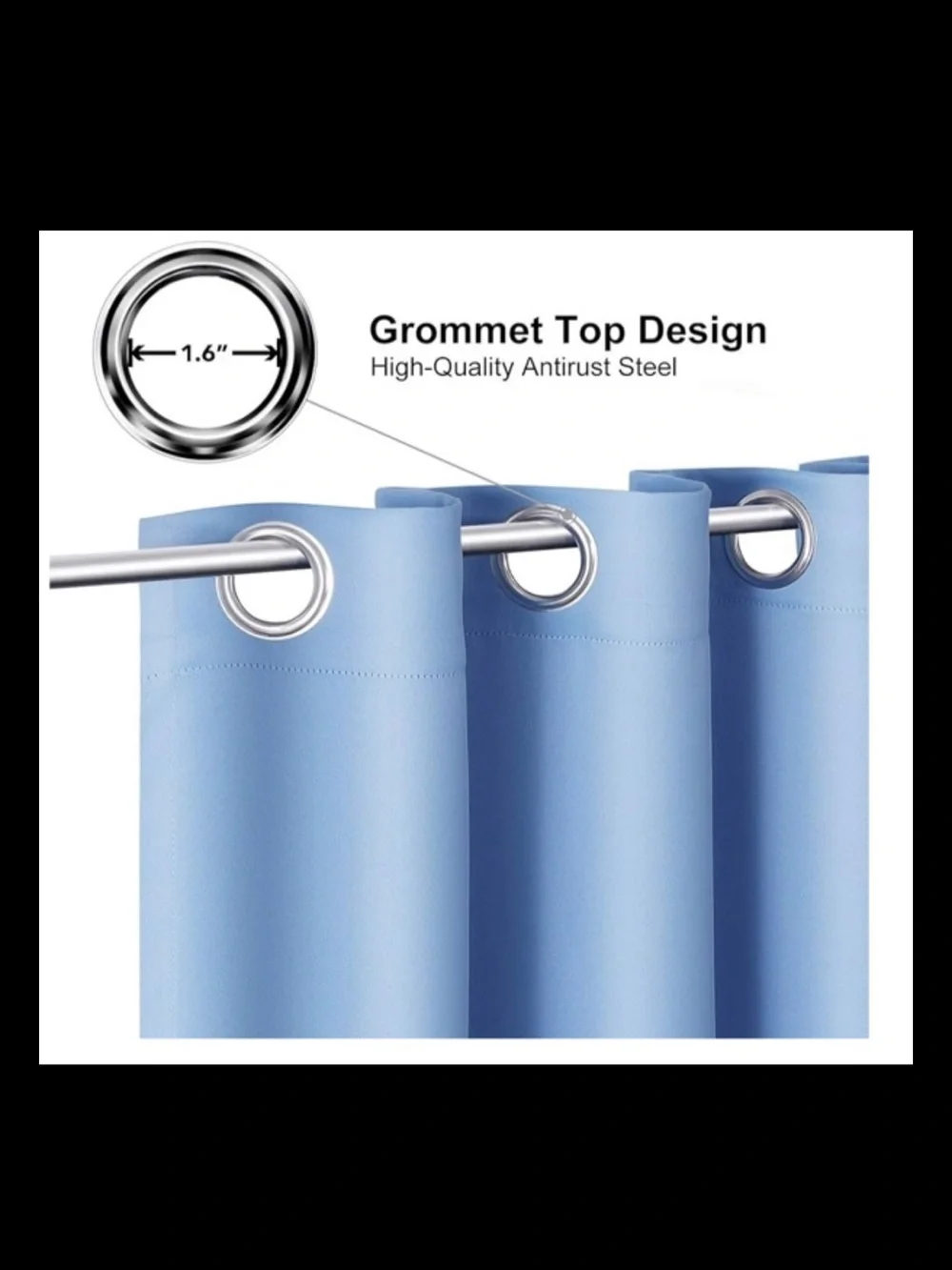 Room Divider Curtain 100”x84” Long Blackout Sliding Door Bedroom Patio Sky Blue